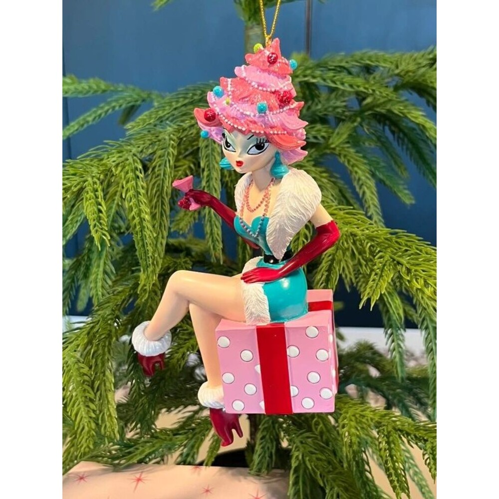 December Diamonds Miss Holly Daze Pink Christmas Tree Ornament NIB